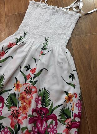 Сарафан, летнее платье, платье на завязках, платье с цветами hibiscus collection hawaii, xs, s, m2 фото