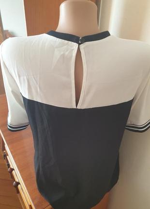 Черно белая блуза на короткий рукав2 фото