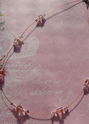 Чокер бисер кристал розов колье ожерелье hand made бижутер тренд бусы2 фото