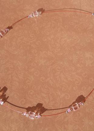 Чокер бисер кристал розов колье ожерелье hand made бижутер тренд бусы3 фото