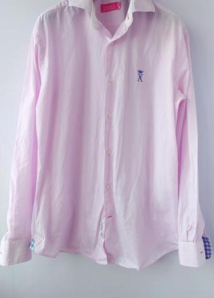 Рубашка в полоску розовая люкс бренда vicomte a.1 фото