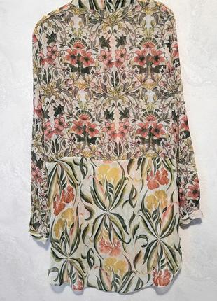 Удлиненная блуза рубашка с цветочным принтом2 фото