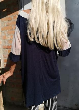 Блуза трикотажная из вискозы сетка с карманами батал большого размера футболка7 фото