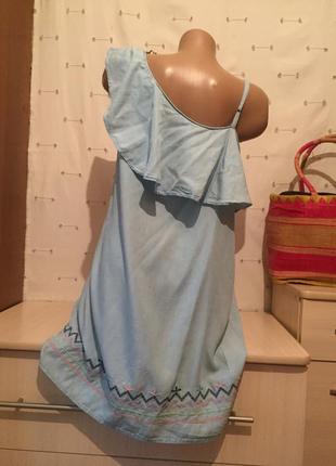 Джинсовый сарафан на одно плечо / джинсовое платье2 фото