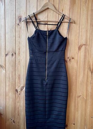 Платье kardashian миди чёрное стрейч на лямках прозрачные вставки6 фото