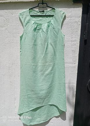 Легкое льняное ассиметричное платье, сарафан sisley разм s