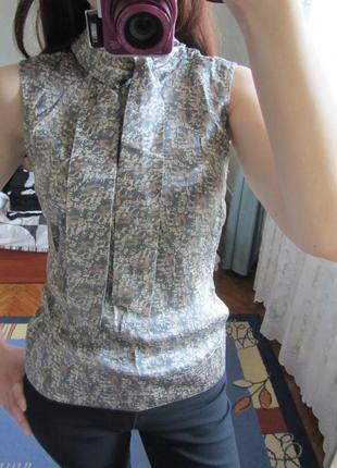 Шелковая блузка на короткий рукав3 фото