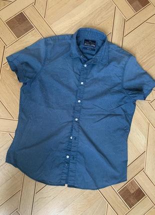 Мужская рубашка angelo litrico c&a, l. 41-42, slim fit синяя
