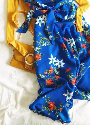 Платье халат цветочный принт с поясом длины миди от primark5 фото