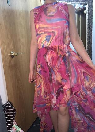 Сарафан цветной яркое платье розовое платье1 фото