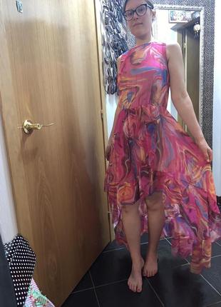 Сарафан цветной яркое платье розовое платье4 фото