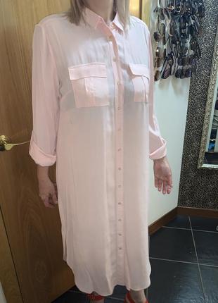 Длинная рубашка платье-рубашка розовая туника5 фото