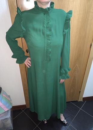 Зелёное платье миди изумрудное платье брендовое платье2 фото
