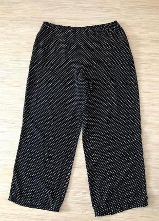 Черные вискозные брюки / штаны в белый горошек 100% вискоза от adagio размер 46, укр 52-54