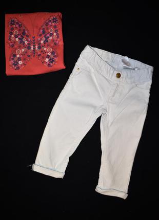 Стильные хлопковые брючки джинсы с ажурными вставками от h&m на 2-3 годика рост 98