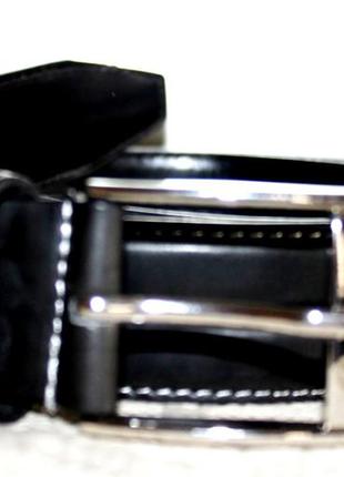 Мужской ремень пояс чёрный эко кожа с белой строчкой съёмная пряжка3 фото