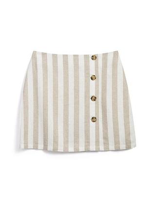 Лляна спідниця в смужку з актуальними гудзиками primark льон на високій посадці як zara