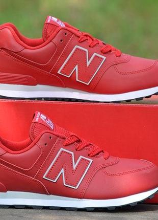 Оригинал new balance кроссовки красные кожаные 574 мод gc574erd нью беланс5 фото