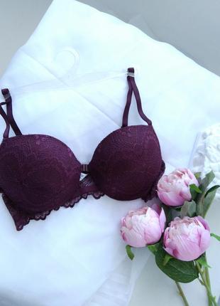 Бюстгалтер з мереживом пуш ап марсала