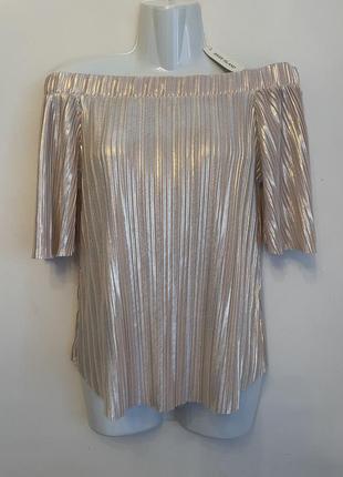 Блуза пудровая металлик плиссе river island новая xs