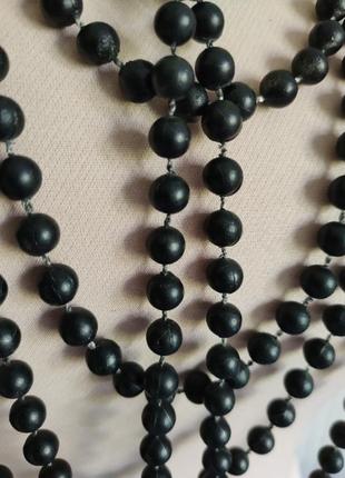 Ожерелье бусы чёрные многослойные2 фото