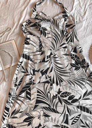 Чёрно-белое хлопковое платье-сарафан  marks & spencer (размер 42-44)