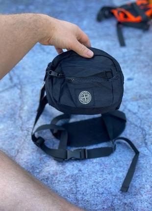 Поясная сумка stone island black ripstop bag барсетка бананка стон айленд черная7 фото