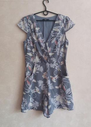 Комбінезон, плаття-шерты серго кольору в квітковий принт4 фото
