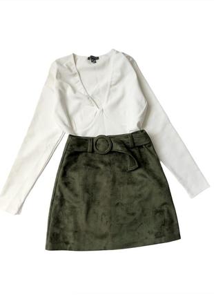 Спідниця замшева з поясом