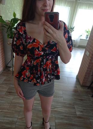 Летняя блуза с объемными рукавами и басмой2 фото