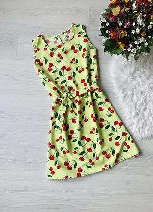 Гарне, яскраве літнє плаття в вишеньки з поясочком ( вільний покрой)🍒