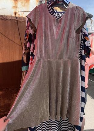 Платье  металлик серебряное платье туника7 фото