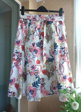 Красивая качественная юбка миди клиньями 100% хлопок