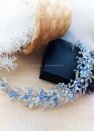 Француженка гілочка святкова сірий фіолетовий білий блакитний прикраса святкова вінок обруч