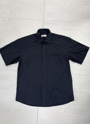 Сорочка фірмова popolare, насичений чорний колір, короткий рукав