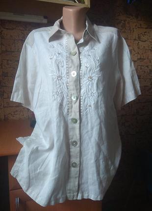 Рубашка льняная 100% лён из льна с вышивкой вышиванка perry landhaus ☕ 48-50рр2 фото