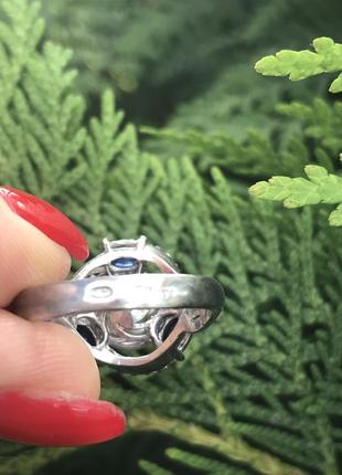 Кольцо серебряное с натуральным сапфиром, размер 17.55 фото