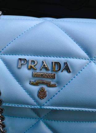 Женская кожаная сумочка клатч с цепью голубого цвета2 фото