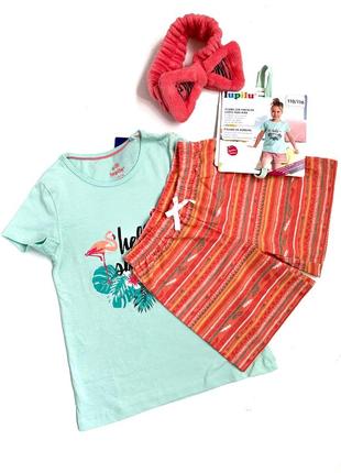 Річна піжама футболка шорти lupilu на дівчинку 4-6 років