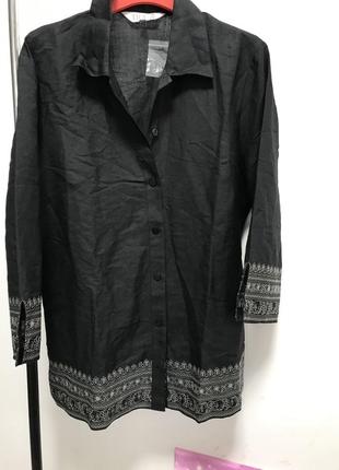 Шикарная льнянная рубашка с вышивкой