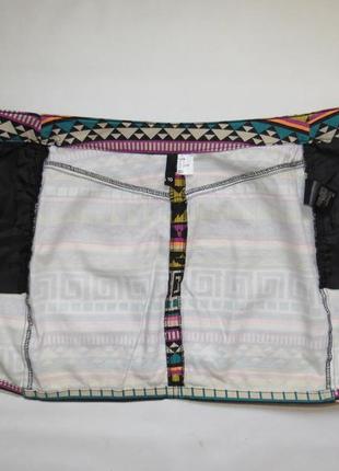 Разноцветная коттоновая юбка на молнии спереди ацтек принт6 фото