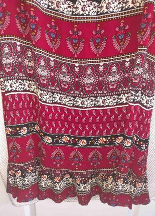 Женский сарафан в пол. летнее длинное платье в стиле вышиванка с воланами, с рюшами.3 фото