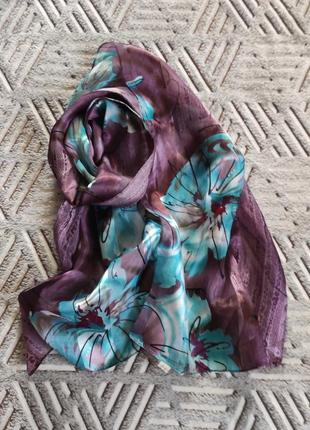 Шарфик квітковий принт, легкий шарф1 фото