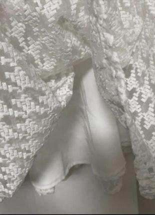 Белая объёмная пышная юбка из вышитой органзы6 фото