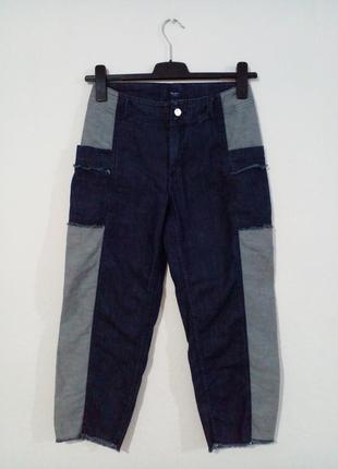 Комбіновані літні укорочені джинси1 фото