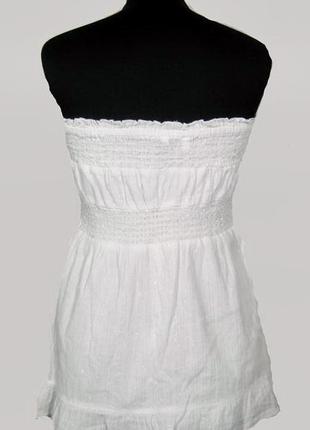 Белая блуза коттон с открытыми плечами р 44 вышивка  шелком, люрекс4 фото