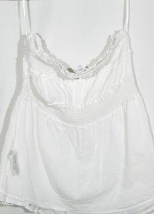 Белая блуза коттон с открытыми плечами р 44 вышивка  шелком, люрекс7 фото
