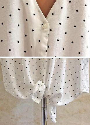 Белая блуза в чёрный горошек abercrombie & fitch 100% вискоза8 фото