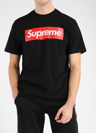 Черная футболка с логотипом от supreme spain, оригинал, италия, унисекс