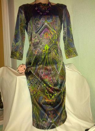 Красивое эластичное платье из коттонового атласа,42-46разм